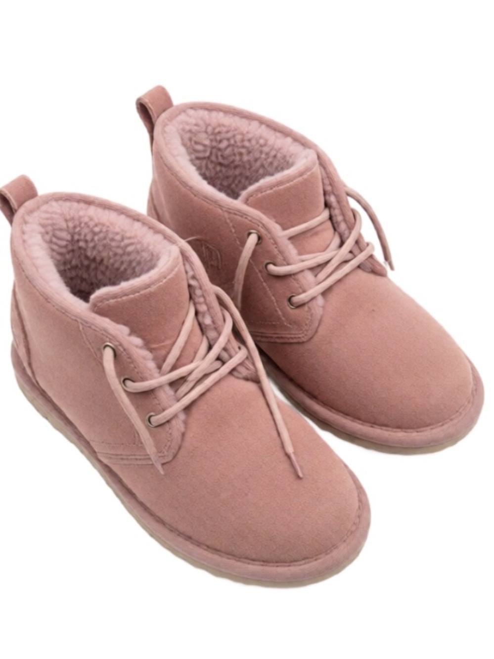 UGG women’s neumal Dusty Pink Shearling-Lined Lace-Up Boots